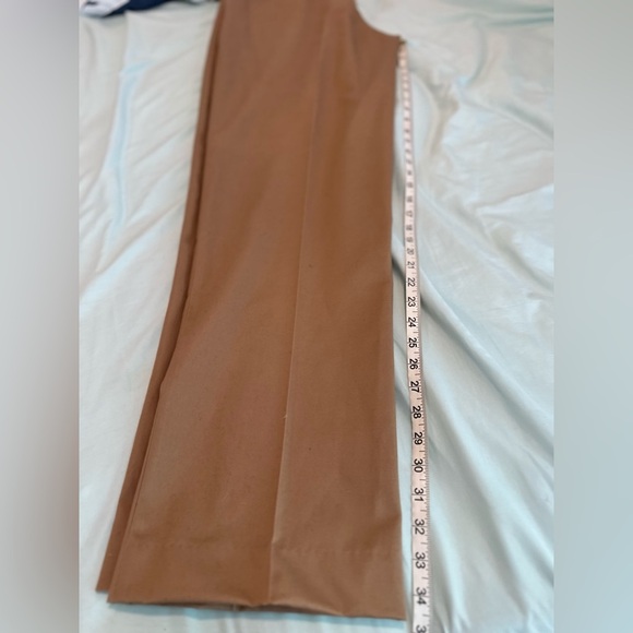 LL Bean Mens 36 Comfort Waist Straight Creased Flap Pocket Tan Chino Dress Pant - Picture 4 of 14